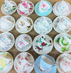 Job Lot of 25 Vintage Mismatched China Small Coffee Espresso Cups & Saucers