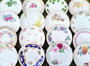 Job Lot of 30 (30 pcs) Vintage Mismatched China Saucers Set Floral Tableware