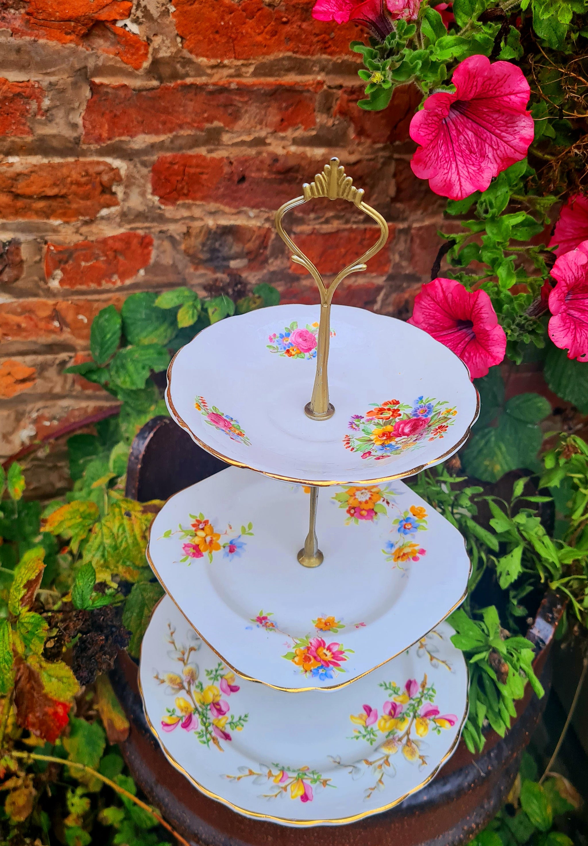 Vintage Mismatched 3 Tier Cake Stands Vintage Tea Party