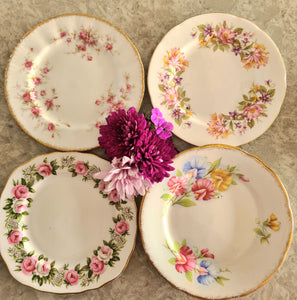 4 x Mismatch Floral Side Plates - Pink Collection