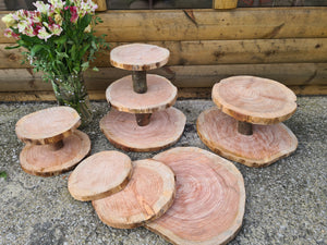 Bundle of log slice cake stands