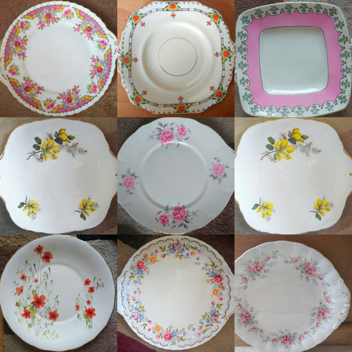 Job Lot of 2 (2 pcs) Vintage Mismatched China Cake Plates & Sandwich Plates Tableware