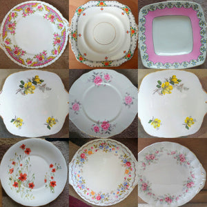 Job Lot of 25 (25 pcs)  Vintage Mismatched China Cake Plates & Sandwich Plates Tableware