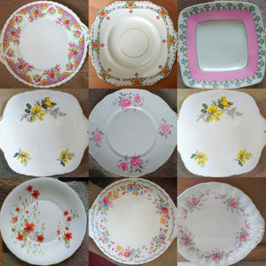Job Lot 8 (8 pcs)  Vintage Mismatched China Cake Plates & Sandwich Plates Tableware