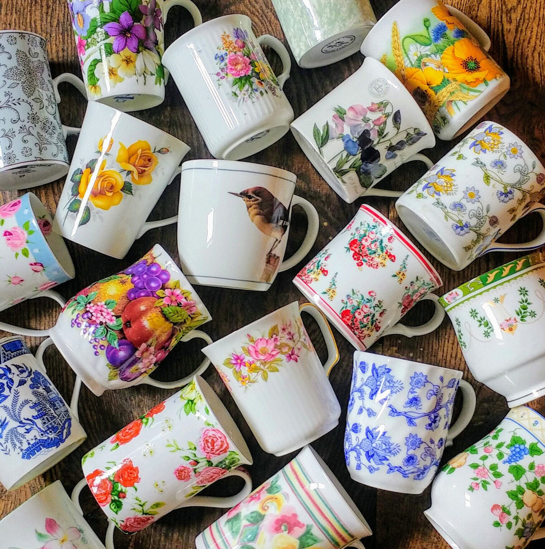 6 x Vintage Mismatched China Mugs Cups