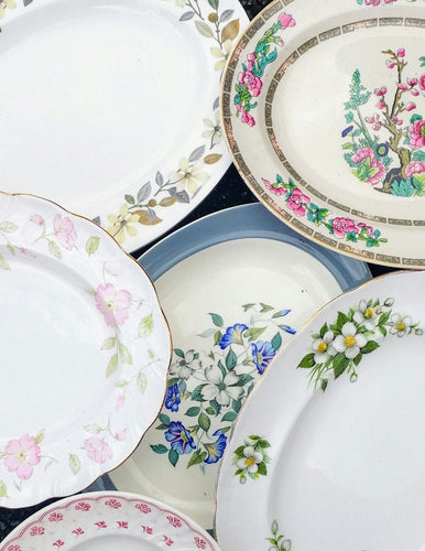 3 x Vintage Mismatched China Mix Oval Serving Platter Plate Meat (3 pcs)