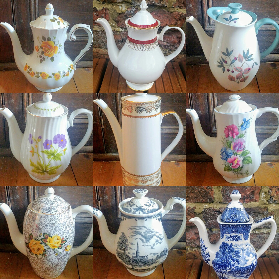 Job Lot of 4 (4 pcs) Vintage Mismatched Coffee Pots Tall Floral Chintz Tableware
