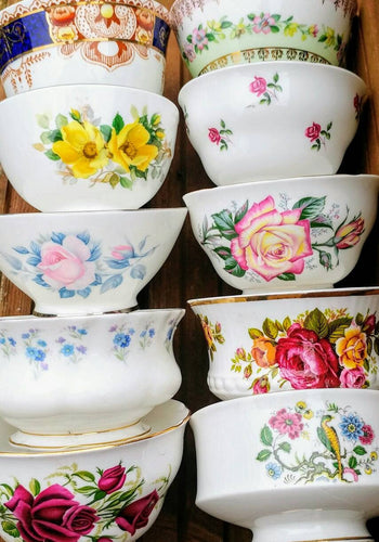 Job Lot of 50 (50 pcs) Vintage Mismatched Sugar Bowls Basins Floral Chintz Tableware